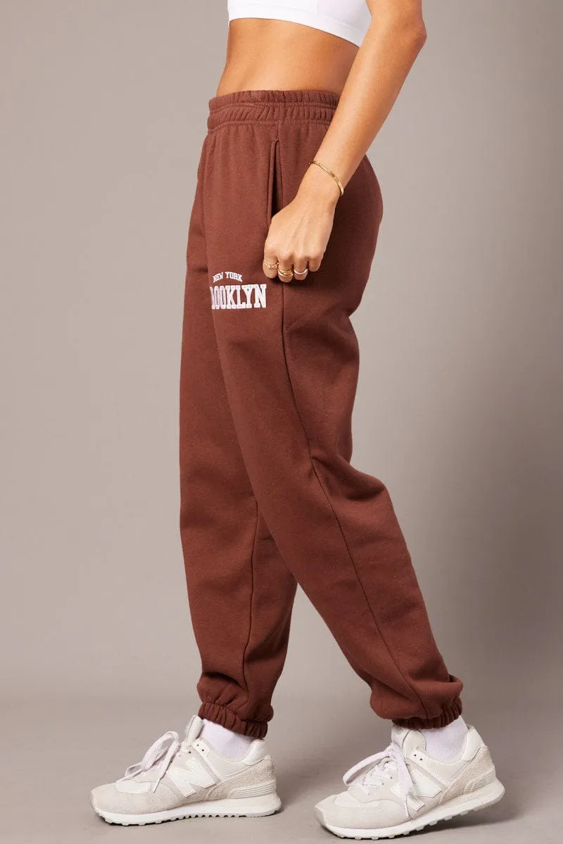 Brown Track Pants High Rise sold by Ally Fashion product image thumbnail 4