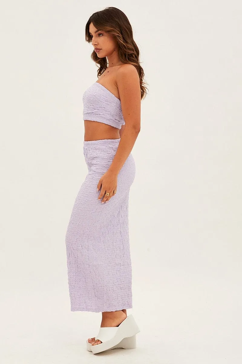 Purple Midi Skirt Elastic Waist Textured sold by Ally Fashion product image thumbnail 5