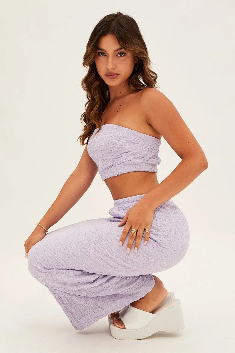 Purple Midi Skirt Elastic Waist Textured sold by Ally Fashion product image thumbnail 2