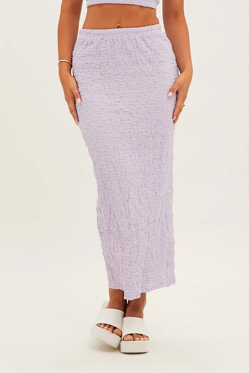 Purple Midi Skirt Elastic Waist Textured sold by Ally Fashion product image thumbnail 3