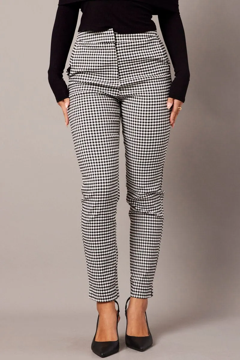 Black Check Slim Pants High Rise sold by Ally Fashion product image thumbnail 3