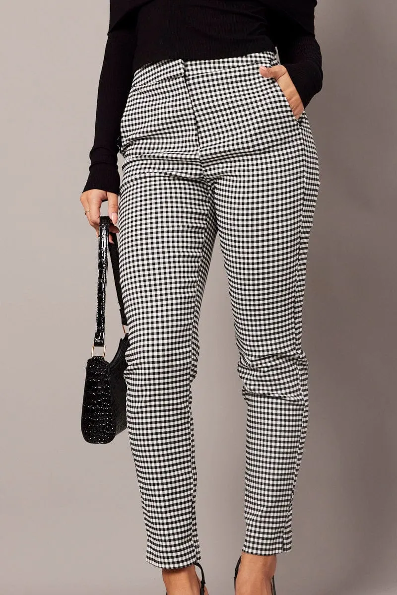 Black Check Slim Pants High Rise sold by Ally Fashion