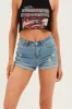 Blue Denim Shorts High Rise Skinny sold by Ally Fashion