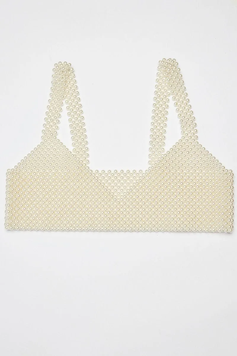 White Pearl Bralette sold by Ally Fashion