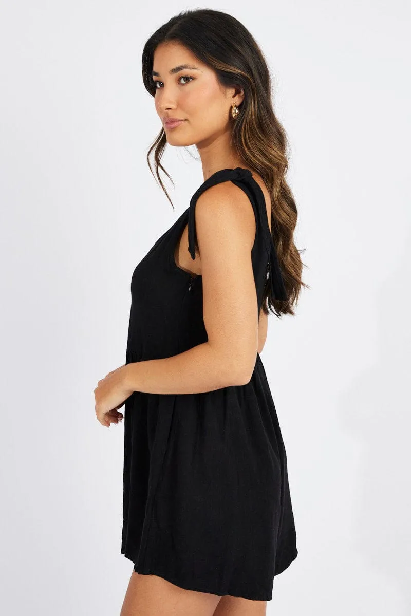 Black Playsuit Sleeveless Shoulder Tie sold by Ally Fashion product image thumbnail 4