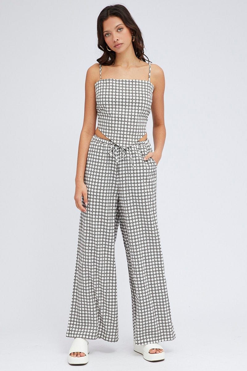 Brown Geo Wide Leg Pants Mid Rise sold by Ally Fashion product image thumbnail 3