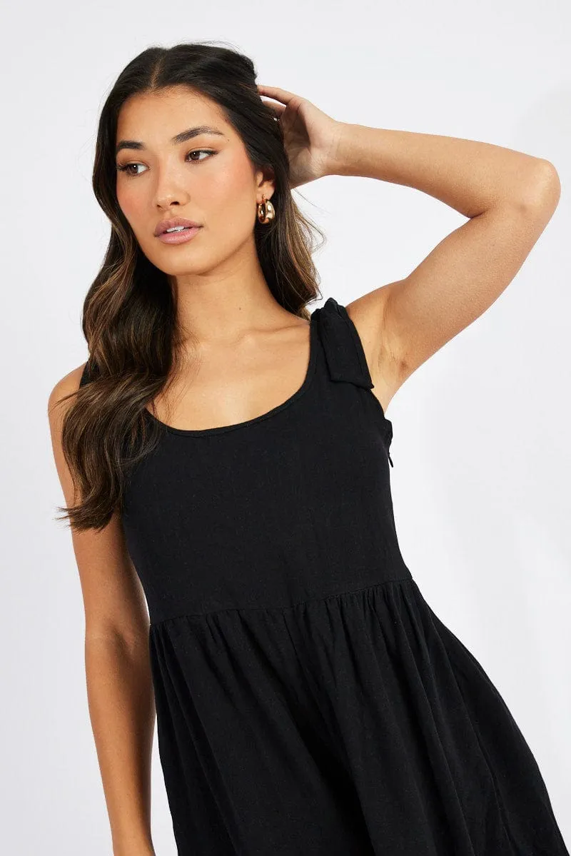Black Playsuit Sleeveless Shoulder Tie sold by Ally Fashion product image thumbnail 3