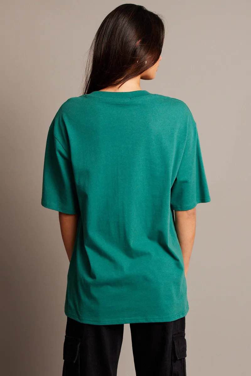 Green Graphic Tee V Neck Short Sleeve sold by Ally Fashion product image thumbnail 5