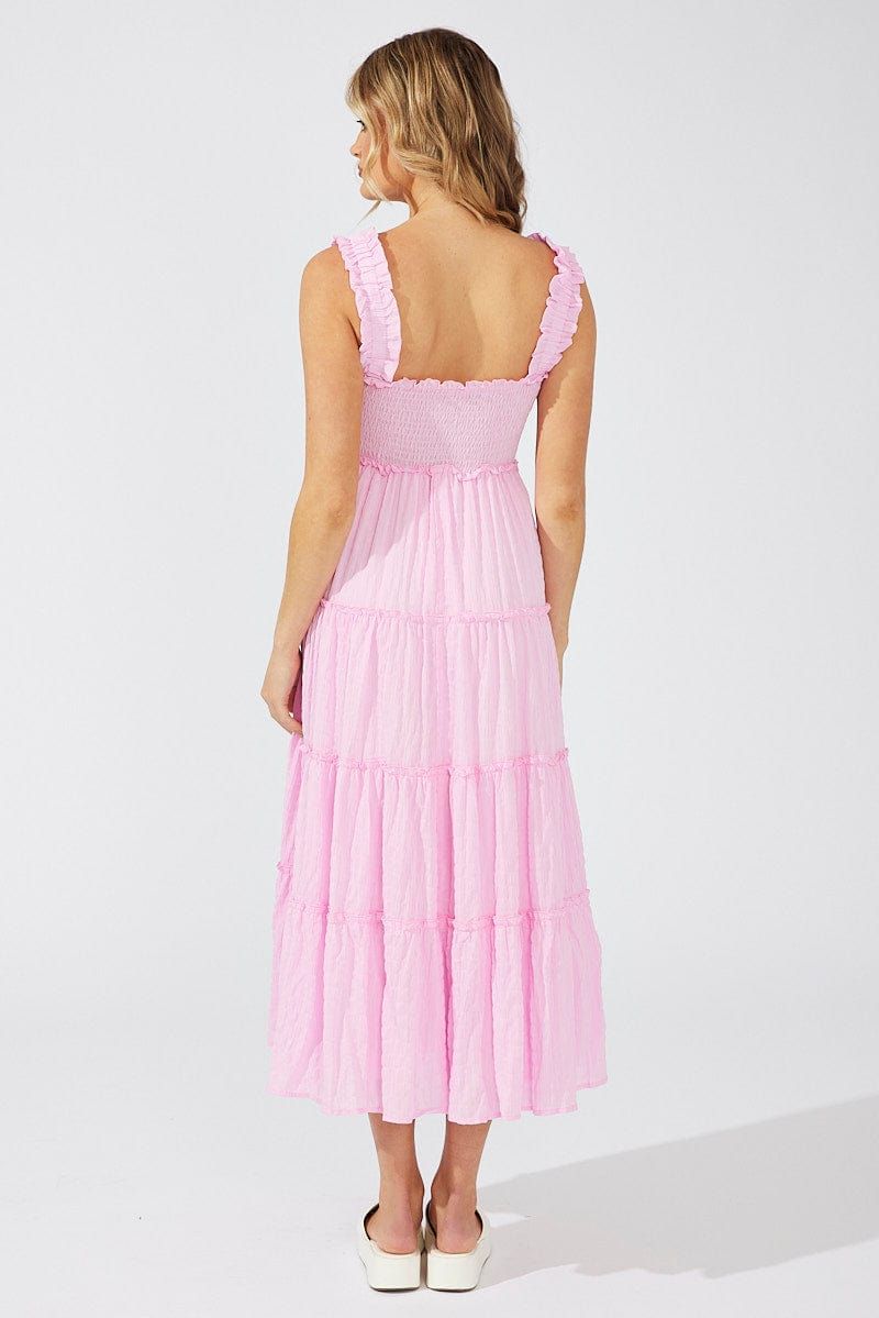 Pink Maxi Dress Shirred Bust Tiered sold by Ally Fashion product image thumbnail 5