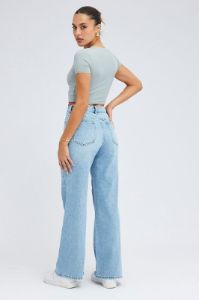 Denim Relaxed Wide Leg Jeans sold by Ally Fashion