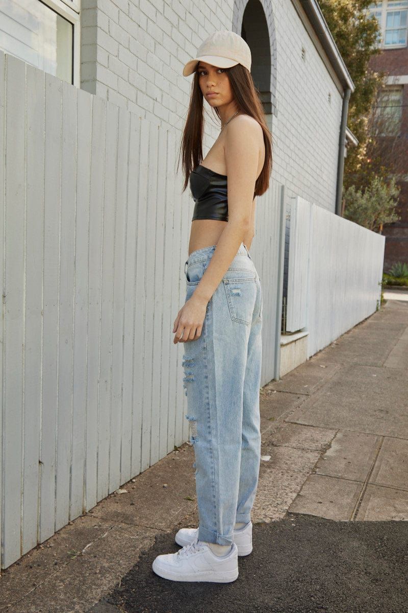 Blue Boyfriend Jeans Mid Rise sold by Ally Fashion product image thumbnail 4