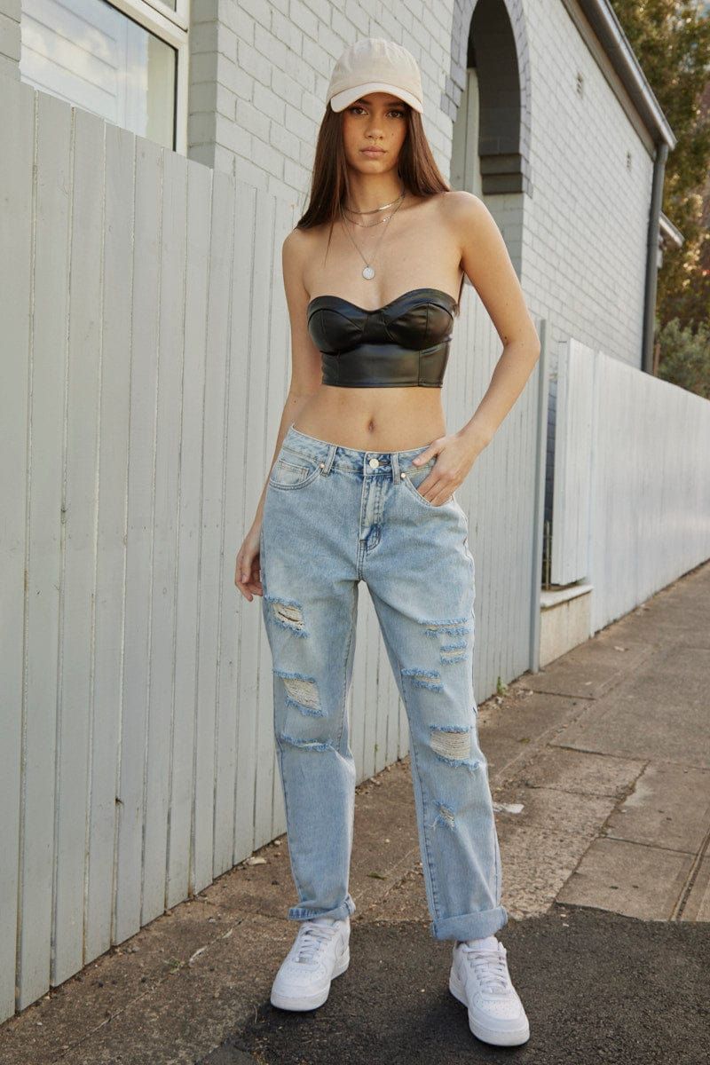 Blue Boyfriend Jeans Mid Rise sold by Ally Fashion