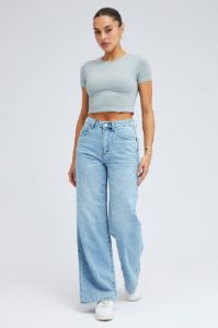 Denim Relaxed Wide Leg Jeans sold by Ally Fashion