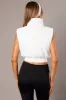 White Puffer Vest Crop Sleeveless sold by Ally Fashion