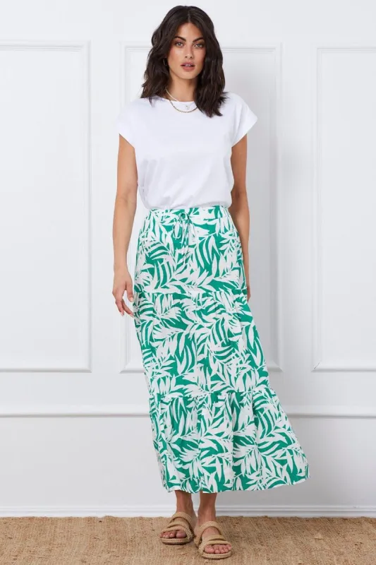 Trop Print Tiered Maxi Skirt sold by Ally Fashion