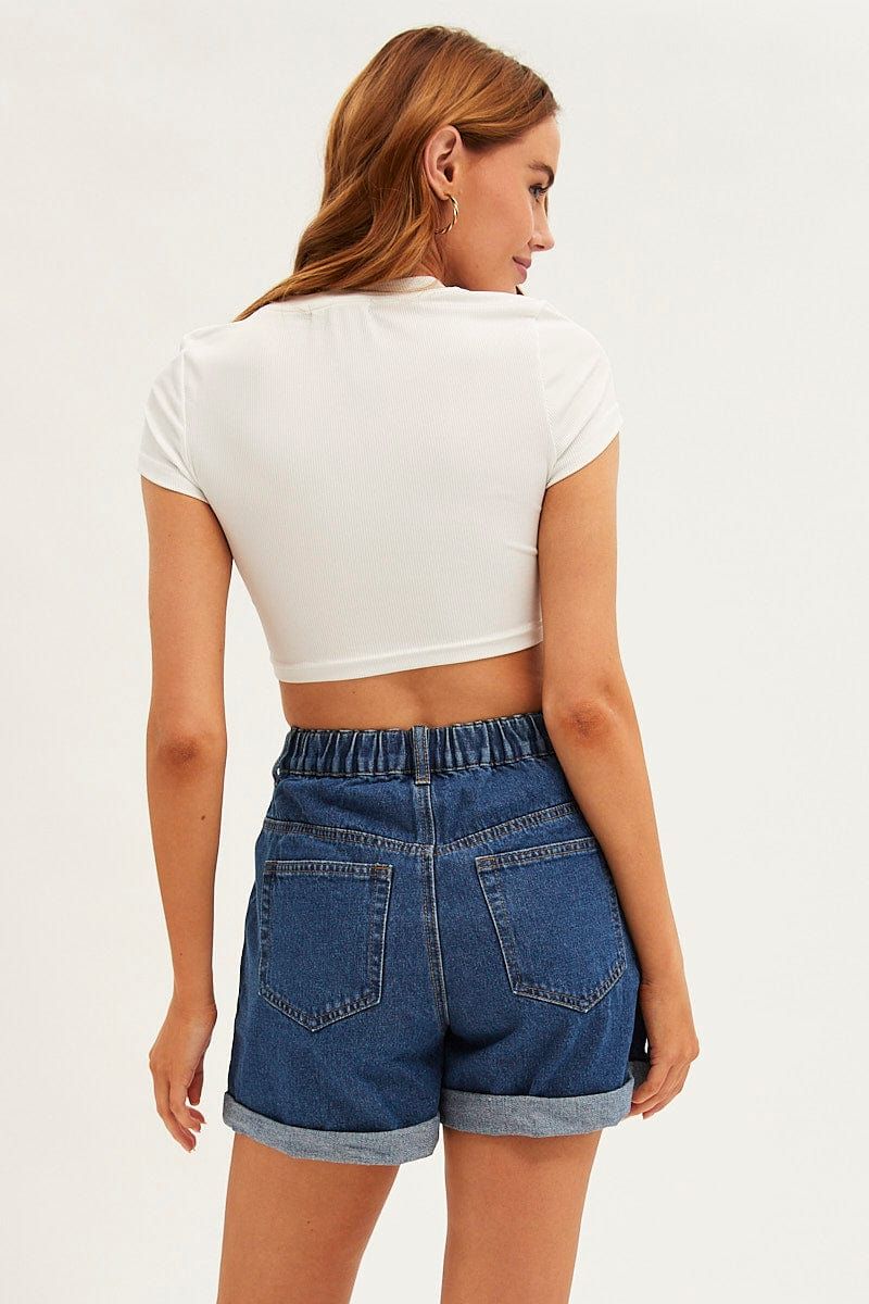 White Corset Top Short Sleeve Crew Neck Crop Baby Tee sold by Ally Fashion product image thumbnail 5