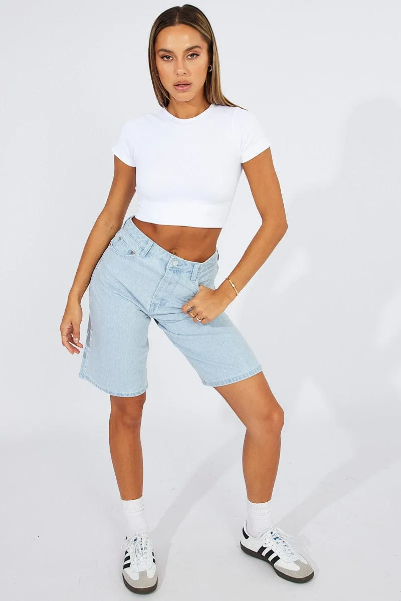 White T-Shirt Short Sleeve Crew Neck Seamless sold by Ally Fashion