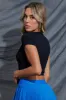 Black T Shirt Short Sleeve V Neck Seamless sold by Ally Fashion