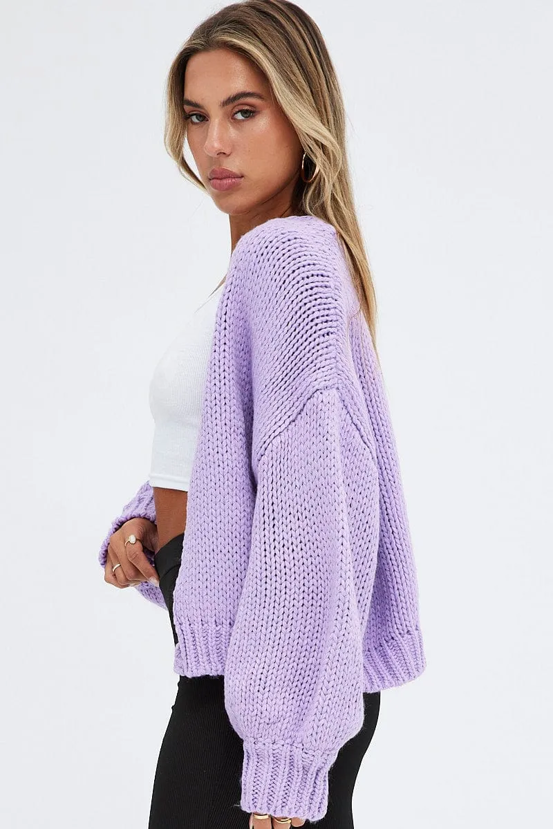 Purple Oversized Cardigan sold by Ally Fashion product image thumbnail 4