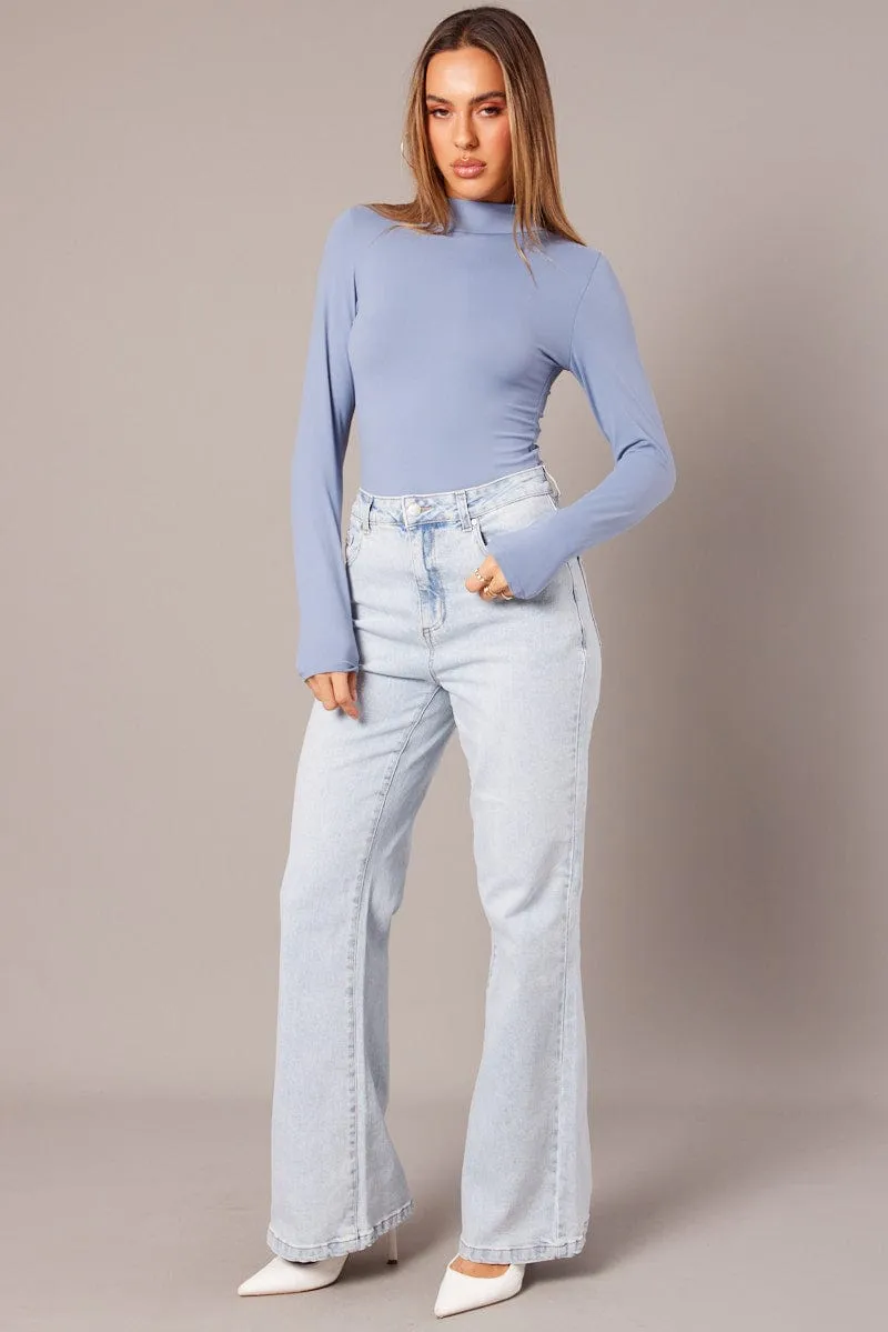 Blue Bodysuit Long Sleeve High Neck Supersoft sold by Ally Fashion product image thumbnail 2