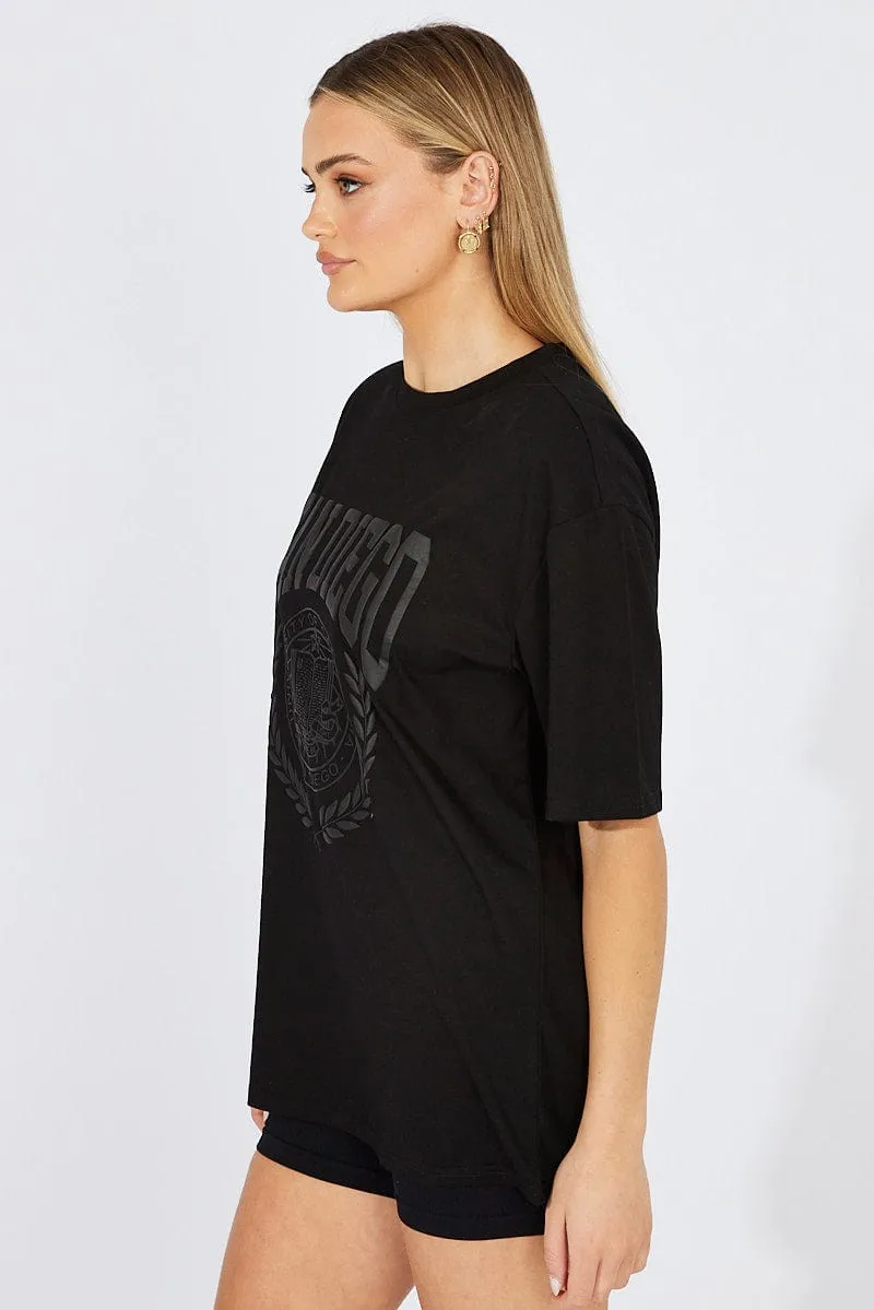 Black Graphic Tee Short Sleeve Round Neck sold by Ally Fashion product image thumbnail 4