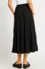 Black Maxi Skirt Tiered High Rise Linen Blend sold by Ally Fashion