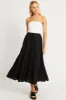 Black Maxi Skirt Tiered High Rise Linen Blend sold by Ally Fashion