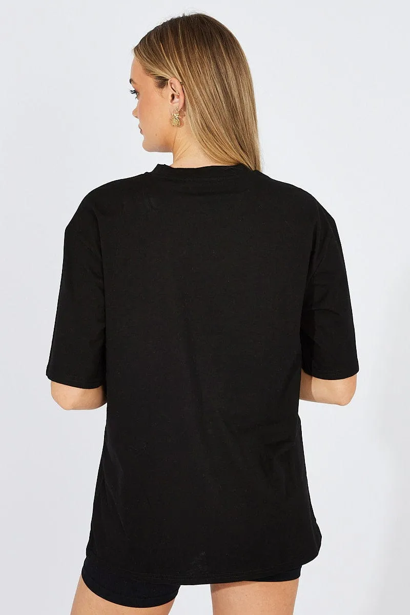 Black Graphic Tee Short Sleeve Round Neck sold by Ally Fashion product image thumbnail 5