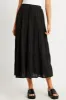 Black Maxi Skirt Tiered High Rise Linen Blend sold by Ally Fashion