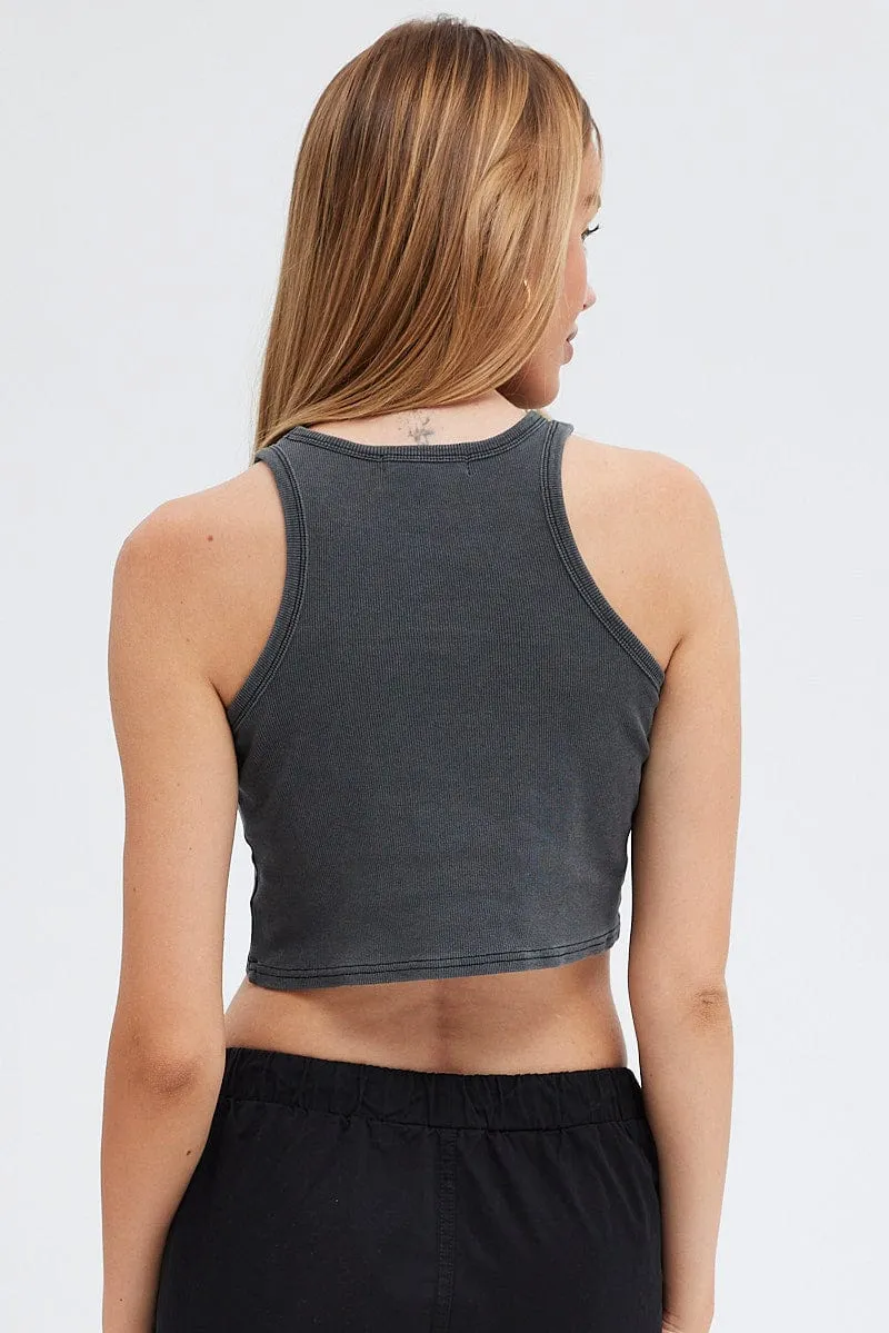 Grey Graphic Crop Tee Sleeveless sold by Ally Fashion product image thumbnail 5
