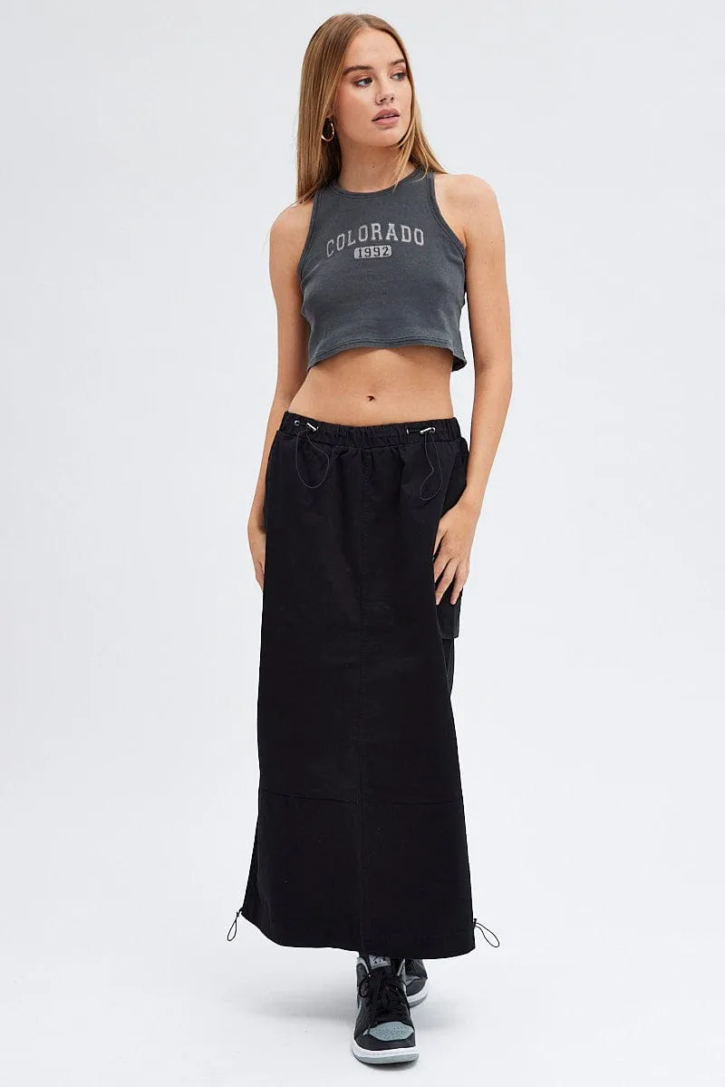 Grey Graphic Crop Tee Sleeveless sold by Ally Fashion product image thumbnail 2