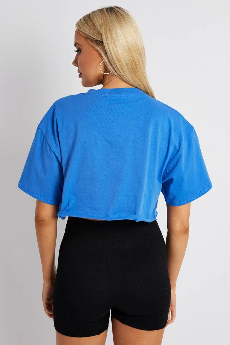 Blue Graphic Tee Motocross Racing Crop Top T-shirt sold by Ally Fashion product image thumbnail 5