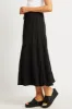 Black Maxi Skirt Tiered High Rise Linen Blend sold by Ally Fashion