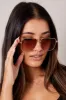 Brown Oversized Metal Frame Sunglasses sold by Ally Fashion