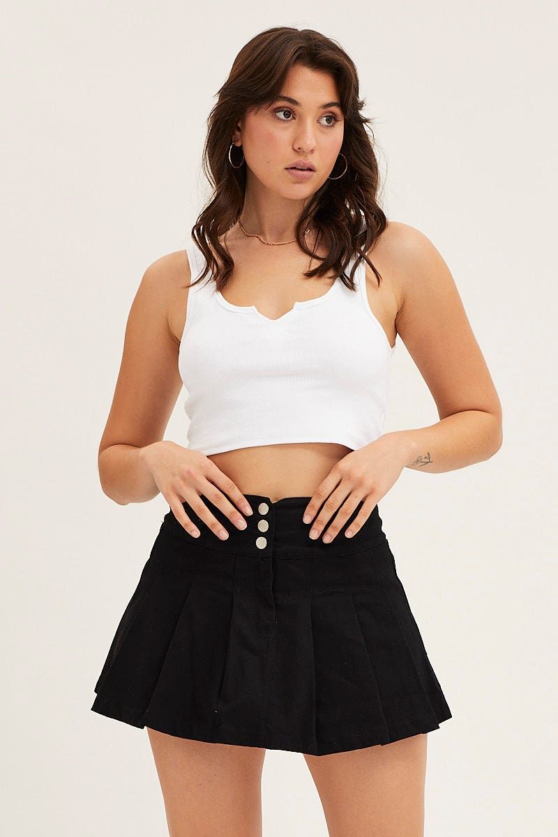 Black Mid Rise Pleated Mini Skirt sold by Ally Fashion product image thumbnail 2