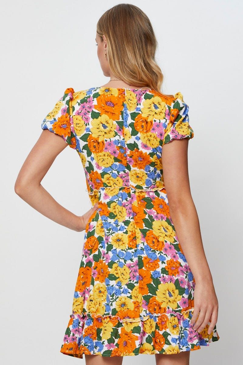 Print Fit And Flare Dress Short Sleeve V Neck sold by Ally Fashion product image thumbnail 5
