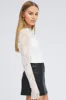 White Bodysuit Long Sleeve Mock Neck Lace Jersey Lined sold by Ally Fashion