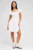 White Fit and Flare Dress Short Sleeve Shirred sold by Ally Fashion