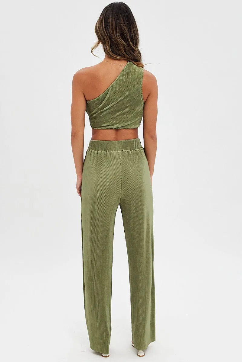 Green Plisse Pants Wide Leg sold by Ally Fashion product image thumbnail 5