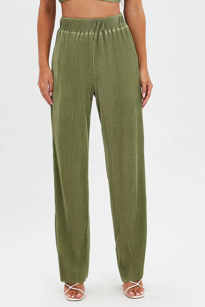 Green Plisse Pants Wide Leg sold by Ally Fashion product image thumbnail 2