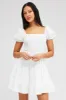 White Fit and Flare Dress Short Sleeve Shirred sold by Ally Fashion
