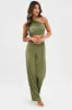 Green Plisse Pants Wide Leg sold by Ally Fashion