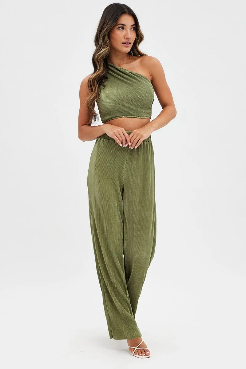 Green Plisse Pants Wide Leg sold by Ally Fashion product image thumbnail 3