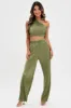 Green Plisse Pants Wide Leg sold by Ally Fashion
