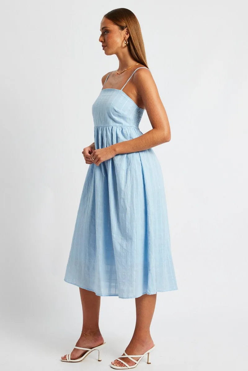 Blue Midi Dress Sleeveless Self Check sold by Ally Fashion product image thumbnail 4