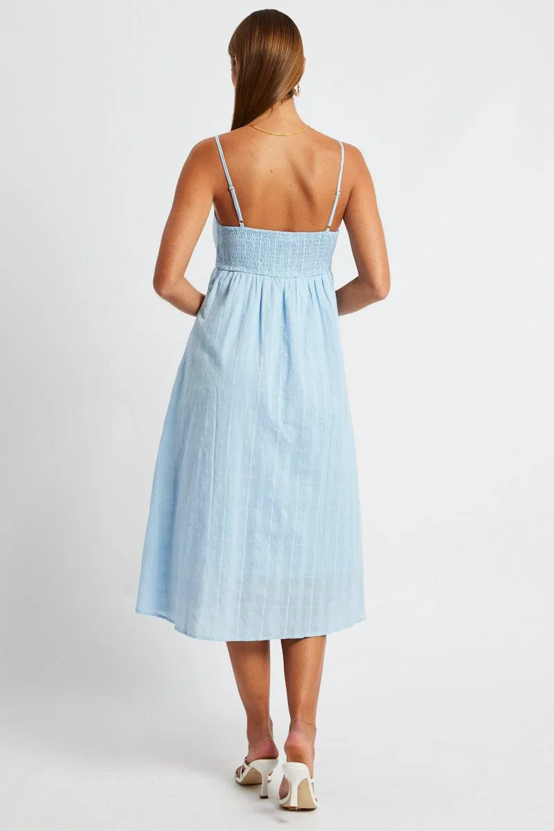 Blue Midi Dress Sleeveless Self Check sold by Ally Fashion product image thumbnail 5