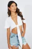 White Tie Up Top Short Sleeve Linen sold by Ally Fashion
