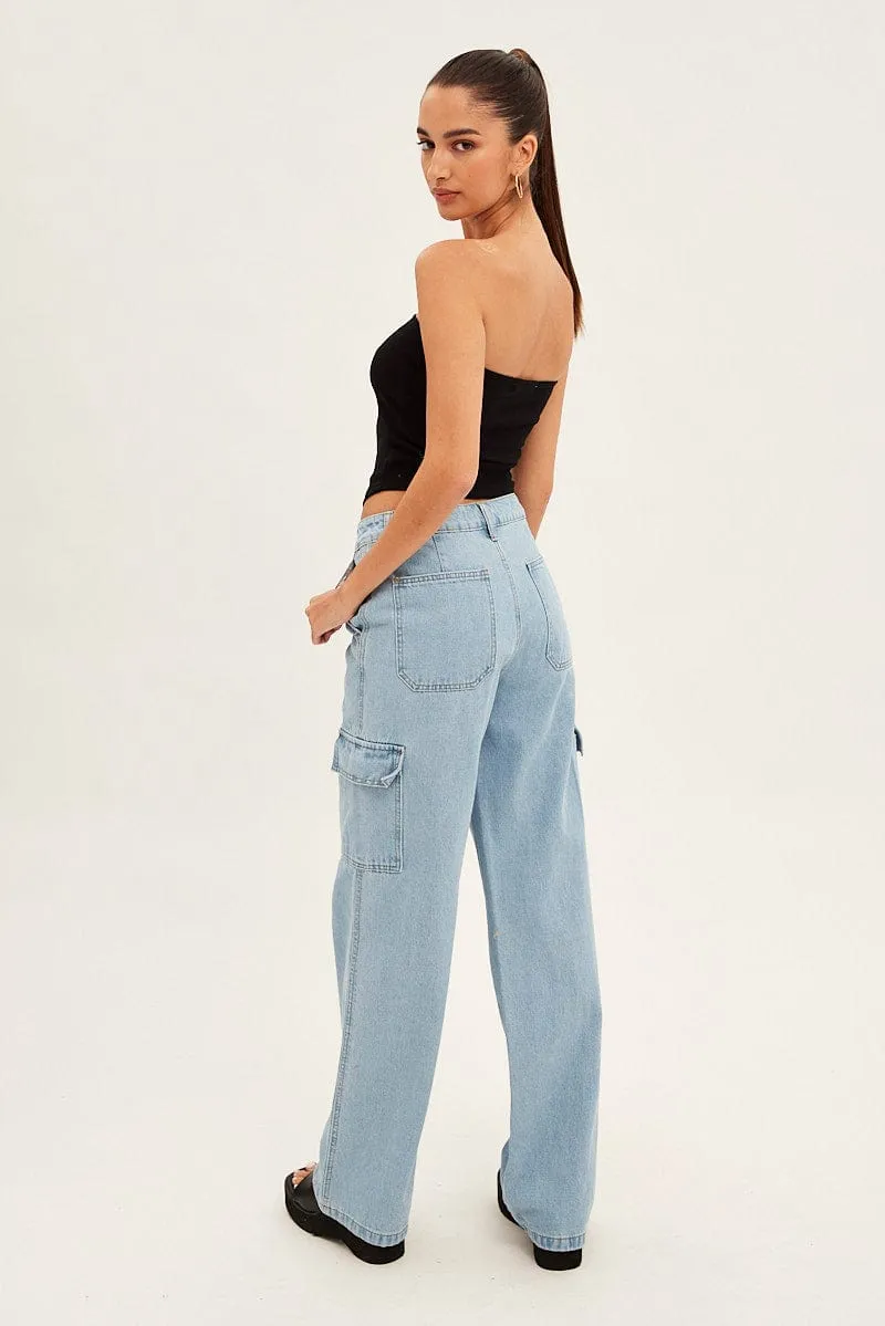 Blue Cargo Denim Jeans High Rise sold by Ally Fashion product image thumbnail 5