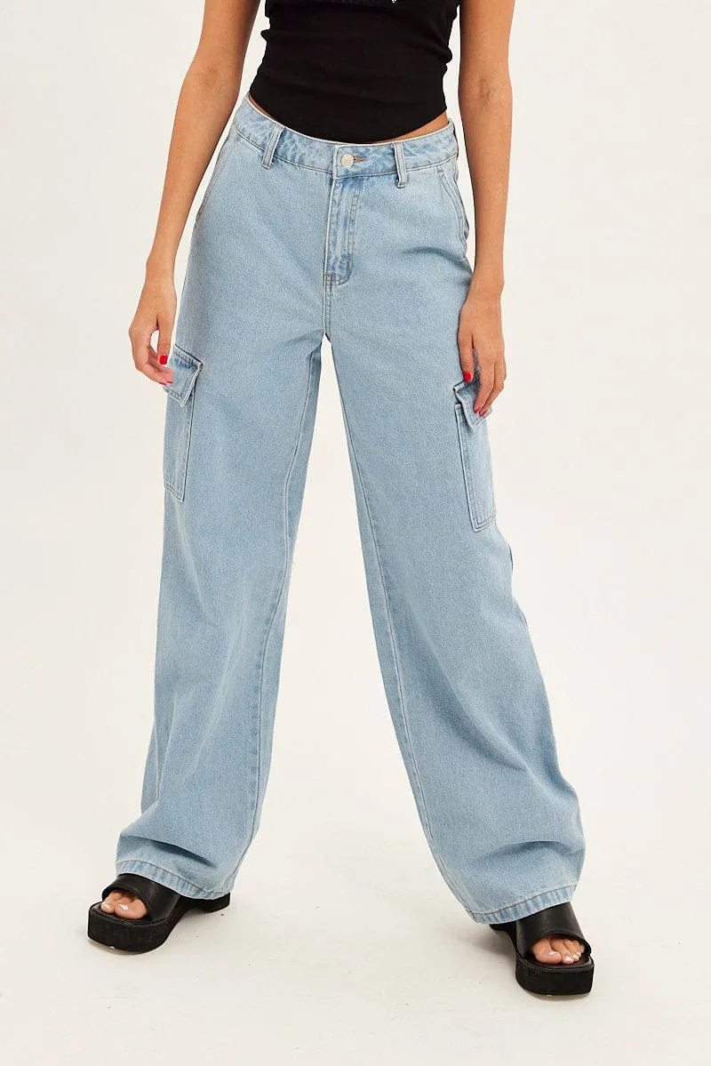 Blue Cargo Denim Jeans High Rise sold by Ally Fashion product image thumbnail 2