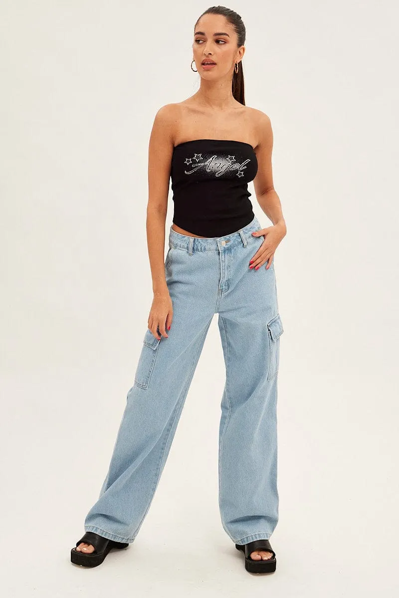 Blue Cargo Denim Jeans High Rise sold by Ally Fashion product image thumbnail 3